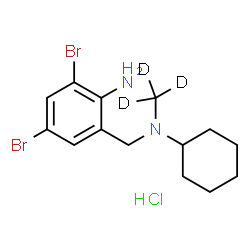 ChemSpider 2D Image | 2,4-Dibromo-6-({cyclohexyl[(~2~H_3_)methyl]amino}methyl)aniline hydrochloride (1:1) | C14H18D3Br2ClN2