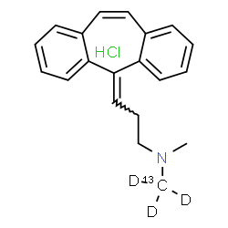 ChemSpider 2D Image | 3-(5H-Dibenzo[a,d][7]annulen-5-ylidene)-N-methyl-N-(~13~C,~2~H_3_)methyl-1-propanamine hydrochloride (1:1) | C1913CH19D3ClN