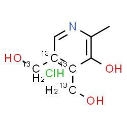 ChemSpider 2D Image | 4,5-Bis[hydroxy(~13~C)methyl]-2-methyl-3-(4,5-~13~C_2_)pyridinol hydrochloride (1:1) | C413C4H12ClNO3