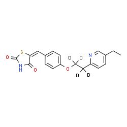 ChemSpider 2D Image | (5E)-5-(4-{[2-(5-Ethyl-2-pyridinyl)(~2~H_4_)ethyl]oxy}benzylidene)-1,3-thiazolidine-2,4-dione | C19H14D4N2O3S