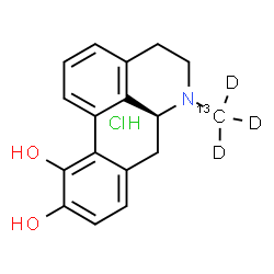 ChemSpider 2D Image | (6aS)-6-(~13~C,~2~H_3_)Methyl-5,6,6a,7-tetrahydro-4H-dibenzo[de,g]quinoline-10,11-diol hydrochloride (1:1) | C1613CH15D3ClNO2