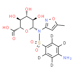 ChemSpider 2D Image | N-{[4-Amino(~2~H_4_)phenyl]sulfonyl}-N-(5-methyl-1,2-oxazol-3-yl)-beta-D-glucopyranuronosylamine | C16H15D4N3O9S