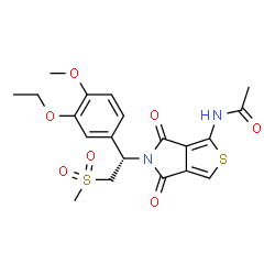 ChemSpider 2D Image | N-{5-[(1S)-1-(3-Ethoxy-4-methoxyphenyl)-2-(methylsulfonyl)ethyl]-4,6-dioxo-5,6-dihydro-4H-thieno[3,4-c]pyrrol-1-yl}acetamide | C20H22N2O7S2