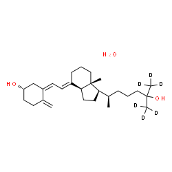 ChemSpider 2D Image | (3S,5Z,7E)-(26,26,26,27,27,27-~2~H_6_)-9,10-Secocholesta-5,7,10-triene-3,25-diol hydrate (1:1) | C27H40D6O3
