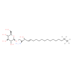 ChemSpider 2D Image | (2S,3R,4E)-2-Amino-3-hydroxy(17,17,18,18,18-~2~H_5_)-4-octadecen-1-yl beta-D-glucopyranoside | C24H42D5NO7