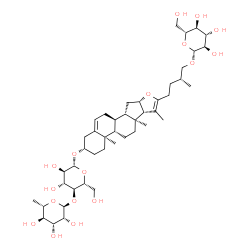 ChemSpider 2D Image | (3beta,25R)-3-{[4-O-(6-Deoxy-alpha-L-mannopyranosyl)-beta-D-glucopyranosyl]oxy}furosta-5,20(22)-dien-27-yl beta-D-glucopyranoside | C45H72O17