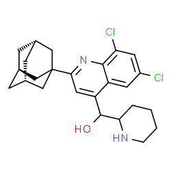 ChemSpider 2D Image | {2-[(3s,5s,7s)-Adamantan-1-yl]-6,8-dichloro-4-quinolinyl}(2-piperidinyl)methanol | C25H30Cl2N2O
