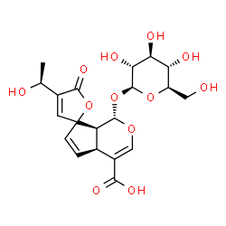 ChemSpider 2D Image | (1S,4aS,7S,7aS)-1-(beta-D-Glucopyranosyloxy)-4'-[(1S)-1-hydroxyethyl]-5'-oxo-4a,7a-dihydro-1H,5'H-spiro[cyclopenta[c]pyran-7,2'-furan]-4-carboxylic acid | C20H24O12