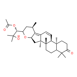 ChemSpider 2D Image | (5xi,8alpha,9beta,14beta,16alpha,24R)-25-Hydroxy-3-oxo-16,23-epoxydammara-11,13(17)-dien-24-yl acetate | C32H48O5