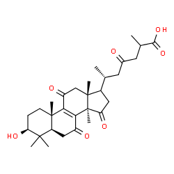 ChemSpider 2D Image | (3beta,17xi)-3-Hydroxy-7,11,15,23-tetraoxolanost-8-en-26-oic acid | C30H42O7