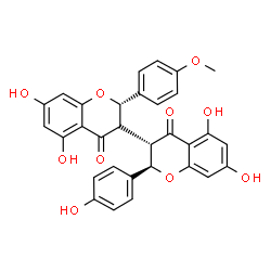 ChemSpider 2D Image | (2R,2'S,3S,3'R)-5,5',7,7'-Tetrahydroxy-2-(4-hydroxyphenyl)-2'-(4-methoxyphenyl)-2,2',3,3'-tetrahydro-4H,4'H-3,3'-bichromene-4,4'-dione | C31H24O10