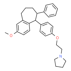 ChemSpider 2D Image | 1-{2-[4-(2-Methoxy-6-phenyl-6,7,8,9-tetrahydro-5H-benzo[7]annulen-5-yl)phenoxy]ethyl}pyrrolidine | C30H35NO2
