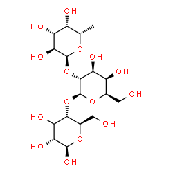 ChemSpider 2D Image | 6-Deoxy-alpha-L-galactopyranosyl-(1->2)-beta-D-galactopyranosyl-(1->4)-(3xi)-beta-D-ribo-hexopyranose | C18H32O15