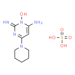 ChemSpider 2D Image | 6-Amino-2-imino-4-(1-piperidinyl)-1(2H)-pyrimidinol sulfate (1:1) | C9H17N5O5S