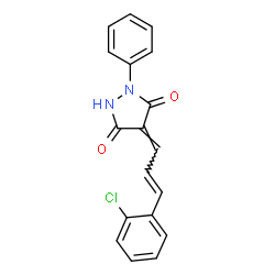 ChemSpider 2D Image | (4E)-4-[(2E)-3-(2-Chlorophenyl)-2-propen-1-ylidene]-1-phenyl-3,5-pyrazolidinedione | C18H13ClN2O2