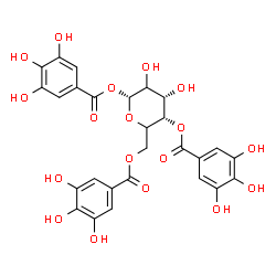 ChemSpider 2D Image | 1,4,6-Tris-O-(3,4,5-trihydroxybenzoyl)-alpha-D-erythro-hexopyranose | C27H24O18