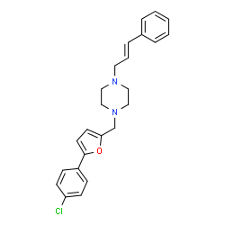 ChemSpider 2D Image | 1-{[5-(4-Chlorophenyl)-2-furyl]methyl}-4-[(2E)-3-phenyl-2-propen-1-yl]piperazine | C24H25ClN2O