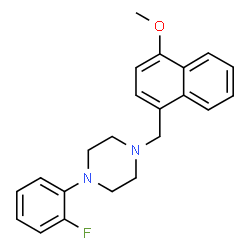 ChemSpider 2D Image | 1-(2-Fluorophenyl)-4-[(4-methoxy-1-naphthyl)methyl]piperazine | C22H23FN2O