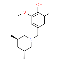 ChemSpider 2D Image | 4-{[(3R,5R)-3,5-Dimethyl-1-piperidinyl]methyl}-2-iodo-6-methoxyphenol | C15H22INO2