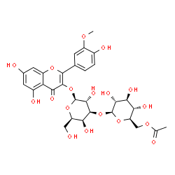 ChemSpider 2D Image | 5,7-Dihydroxy-2-(4-hydroxy-3-methoxyphenyl)-4-oxo-4H-chromen-3-yl 3-O-(6-O-acetyl-beta-D-glucopyranosyl)-beta-D-galactopyranoside | C30H34O18