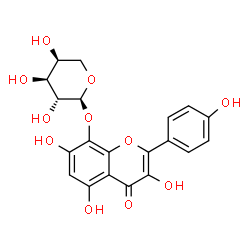 ChemSpider 2D Image | 3,5,7-Trihydroxy-2-(4-hydroxyphenyl)-4-oxo-4H-chromen-8-yl alpha-L-arabinopyranoside | C20H18O11