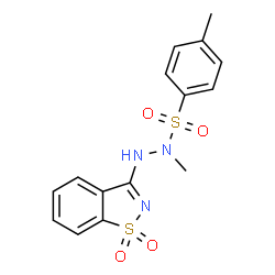 ChemSpider 2D Image | N'-(1,1-Dioxido-1,2-benzothiazol-3-yl)-N,4-dimethylbenzenesulfonohydrazide | C15H15N3O4S2