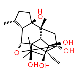 ChemSpider 2D Image | (1R,2S,3R,6R,7R,9S,10S,11R,12R,13R,14S)-11-Isopropyl-3,7,10-trimethyl-15-oxapentacyclo[7.5.1.0~2,6~.0~7,13~.0~10,14~]pentadecane-6,9,11,12,14-pentol | C20H32O6