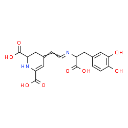 ChemSpider 2D Image | (4Z)-4-[(2E)-2-{[1-Carboxy-2-(3,4-dihydroxyphenyl)ethyl]imino}ethylidene]-1,2,3,4-tetrahydro-2,6-pyridinedicarboxylic acid | C18H18N2O8