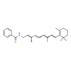 ChemSpider 2D Image | N-[(2E,4E,6E,8E)-3,7-Dimethyl-9-(2,6,6-trimethyl-1-cyclohexen-1-yl)-2,4,6,8-nonatetraen-1-yl]benzamide | C27H35NO