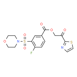 ChemSpider 2D Image | 2-Oxo-2-(1,3-thiazol-2-yl)ethyl 4-fluoro-3-(4-morpholinylsulfonyl)benzoate | C16H15FN2O6S2