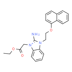 ChemSpider 2D Image | 2-Amino-3-(2-ethoxy-2-oxoethyl)-1-[2-(1-naphthyloxy)ethyl]-1H-3,1-benzimidazol-3-ium | C23H24N3O3