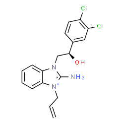 ChemSpider 2D Image | 3-Allyl-2-amino-1-[(2R)-2-(3,4-dichlorophenyl)-2-hydroxyethyl]-1H-3,1-benzimidazol-3-ium | C18H18Cl2N3O