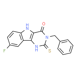 ChemSpider 2D Image | 3-Benzyl-8-fluoro-2-thioxo-1,2,3,5-tetrahydro-4H-pyrimido[5,4-b]indol-4-one | C17H12FN3OS