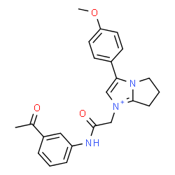 ChemSpider 2D Image | 1-{2-[(3-Acetylphenyl)amino]-2-oxoethyl}-3-(4-methoxyphenyl)-6,7-dihydro-5H-pyrrolo[1,2-a]imidazol-1-ium | C23H24N3O3