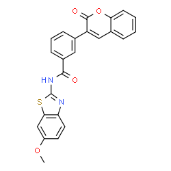 ChemSpider 2D Image | N-(6-Methoxy-1,3-benzothiazol-2-yl)-3-(2-oxo-2H-chromen-3-yl)benzamide | C24H16N2O4S
