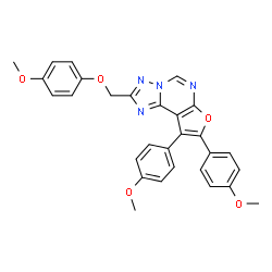 ChemSpider 2D Image | 2-[(4-Methoxyphenoxy)methyl]-8,9-bis(4-methoxyphenyl)furo[3,2-e][1,2,4]triazolo[1,5-c]pyrimidine | C29H24N4O5