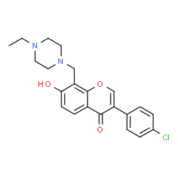 ChemSpider 2D Image | 3-(4-Chlorophenyl)-8-[(4-ethyl-1-piperazinyl)methyl]-7-hydroxy-4H-chromen-4-one | C22H23ClN2O3