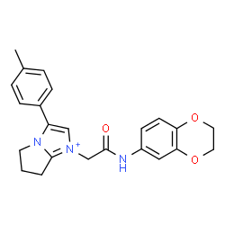ChemSpider 2D Image | 1-[2-(2,3-Dihydro-1,4-benzodioxin-6-ylamino)-2-oxoethyl]-3-(4-methylphenyl)-6,7-dihydro-5H-pyrrolo[1,2-a]imidazol-1-ium | C23H24N3O3