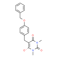 ChemSpider 2D Image | 5-[4-(Benzyloxy)benzyl]-1,3-dimethyl-2,6-dioxo-1,2,3,6-tetrahydro-4-pyrimidinolate | C20H19N2O4