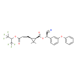 ChemSpider 2D Image | (R)-Cyano(3-phenoxyphenyl)methyl (1R,3S)-3-{(1Z)-3-[(1,1,1,3,3,3-hexafluoro-2-propanyl)oxy]-3-oxo-1-propen-1-yl}-2,2-dimethylcyclopropanecarboxylate | C26H21F6NO5