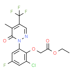 ChemSpider 2D Image | Ethyl {2-chloro-4-fluoro-6-[5-methyl-6-oxo-4-(trifluoromethyl)-1(6H)-pyridazinyl]phenoxy}acetate | C16H13ClF4N2O4