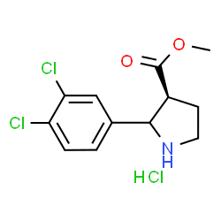 ChemSpider 2D Image | Methyl (3S)-2-(3,4-dichlorophenyl)-3-pyrrolidinecarboxylate hydrochloride (1:1) | C12H14Cl3NO2