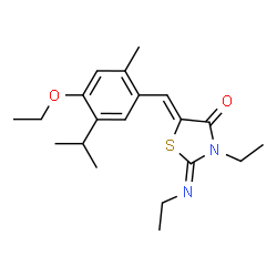 ChemSpider 2D Image | (2Z,5Z)-5-(4-Ethoxy-5-isopropyl-2-methylbenzylidene)-3-ethyl-2-(ethylimino)-1,3-thiazolidin-4-one | C20H28N2O2S