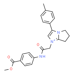 ChemSpider 2D Image | 1-(2-{[4-(Methoxycarbonyl)phenyl]amino}-2-oxoethyl)-3-(4-methylphenyl)-6,7-dihydro-5H-pyrrolo[1,2-a]imidazol-1-ium | C23H24N3O3