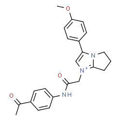 ChemSpider 2D Image | 1-{2-[(4-Acetylphenyl)amino]-2-oxoethyl}-3-(4-methoxyphenyl)-6,7-dihydro-5H-pyrrolo[1,2-a]imidazol-1-ium | C23H24N3O3