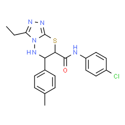 ChemSpider 2D Image | N-(4-Chlorophenyl)-3-ethyl-6-(4-methylphenyl)-6,7-dihydro-5H-[1,2,4]triazolo[3,4-b][1,3,4]thiadiazine-7-carboxamide | C20H20ClN5OS