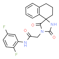 ChemSpider 2D Image | N-(2,5-Difluorophenyl)-2-(2,5-dioxo-3',4'-dihydro-1H,2'H-spiro[imidazolidine-4,1'-naphthalen]-1-yl)acetamide | C20H17F2N3O3