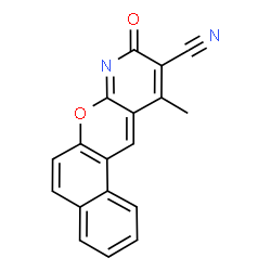 ChemSpider 2D Image | 11-Methyl-9-oxo-9H-benzo[5,6]chromeno[2,3-b]pyridine-10-carbonitrile | C18H10N2O2