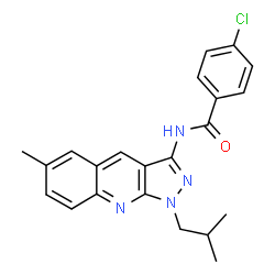 ChemSpider 2D Image | 4-Chloro-N-(1-isobutyl-6-methyl-1H-pyrazolo[3,4-b]quinolin-3-yl)benzamide | C22H21ClN4O