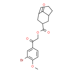 ChemSpider 2D Image | 2-(3-Bromo-4-methoxyphenyl)-2-oxoethyl 9-oxobicyclo[3.3.1]nonane-3-carboxylate | C19H21BrO5